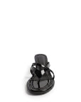 Black kitten heel sandal seen from above