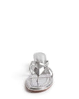 Silver kitten heel sandal seen from above