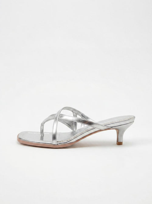 Kitten Heel Sandal - Silver (PRE-ORDER)